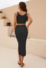 Load image into Gallery viewer, Kensley Openwork Cropped Tank and Split Skirt Set
