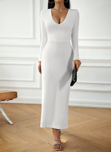 Load image into Gallery viewer, V-Neck Tie Back Long Sleeve Dress
