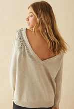 Load image into Gallery viewer, Diamond Beaded Cashmere V-Neck Sweater
