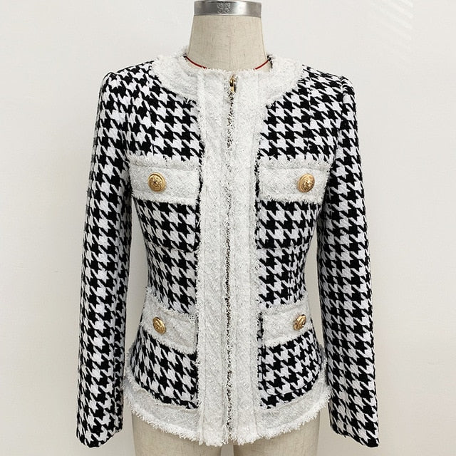 Long Sleeve Houndstooth Skirt Set