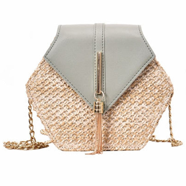 Hexagon Woven Leather Handbag
