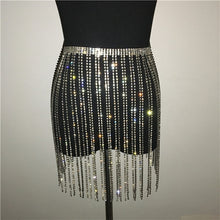 Load image into Gallery viewer, Long Tassel Crystal Mini Skirt
