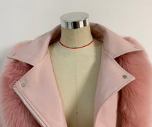 Load image into Gallery viewer, Faux Fox Fur Motorcycle Jacket
