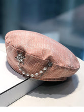 Load image into Gallery viewer, Diamond and Pearls Plaid Beret
