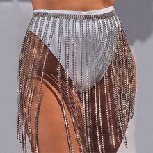 Load image into Gallery viewer, Long Tassel Crystal Mini Skirt
