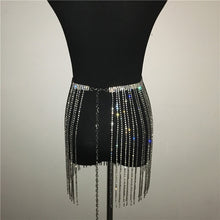 Load image into Gallery viewer, Long Tassel Crystal Mini Skirt
