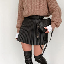 Load image into Gallery viewer, High Waist Black Pleated Mini Skirt
