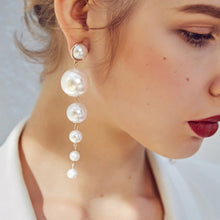 Load image into Gallery viewer, Long Pearl Drop Earrings
