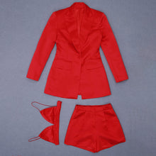 Load image into Gallery viewer, Lux Red Three Piece Shorts Set
