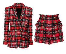 Load image into Gallery viewer, Farrah Red Plaid Blazer Set
