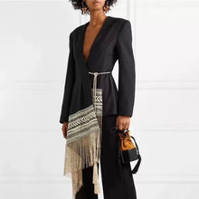 Load image into Gallery viewer, Embroidered Long Asymmetrical Tassel Coat
