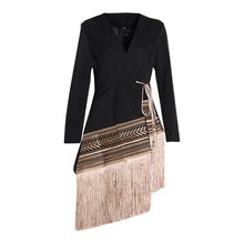 Load image into Gallery viewer, Embroidered Long Asymmetrical Tassel Coat
