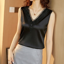 Load image into Gallery viewer, Tara V-Neck Satin Blouse
