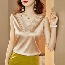 Load image into Gallery viewer, Tara V-Neck Satin Blouse
