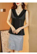 Load image into Gallery viewer, Tara V-Neck Satin Blouse
