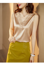 Load image into Gallery viewer, Tara V-Neck Satin Blouse
