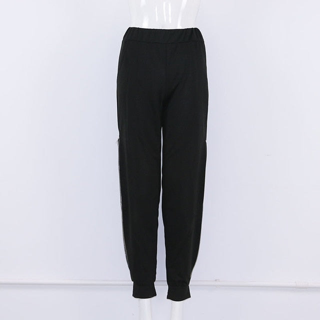 High Split Zipper Mid Waist Wide Leg Trousers